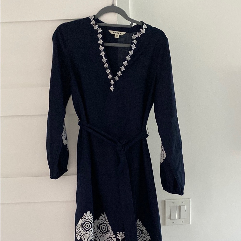 Elegant Navy Blue Embroidered Dress